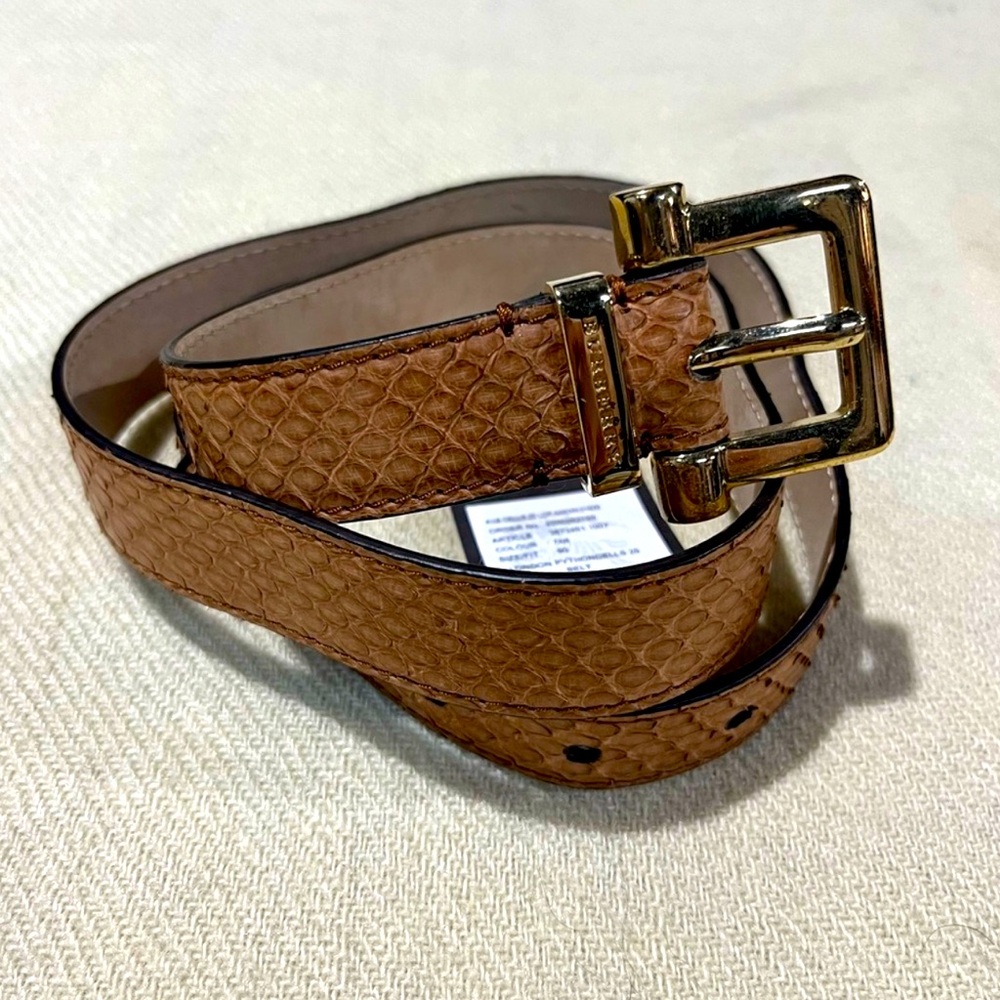 Burberry London Pythondells Belt Tan Mens 32, super luxury belt